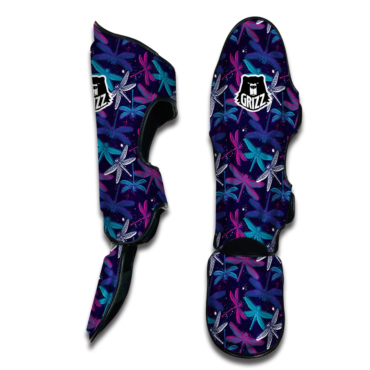 Blue And Purple Dragonfly Muay Thai Shin Guards-grizzshop