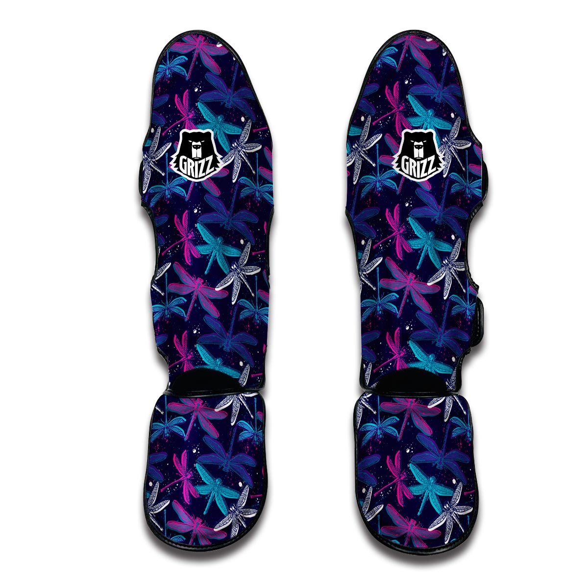 Blue And Purple Dragonfly Muay Thai Shin Guards-grizzshop