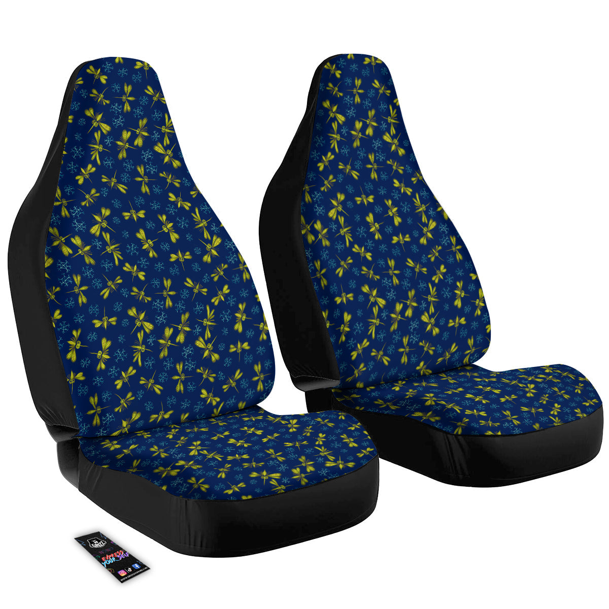 Blue And Yellow Mosquito Flying Print Pattern Car Seat Covers-grizzshop