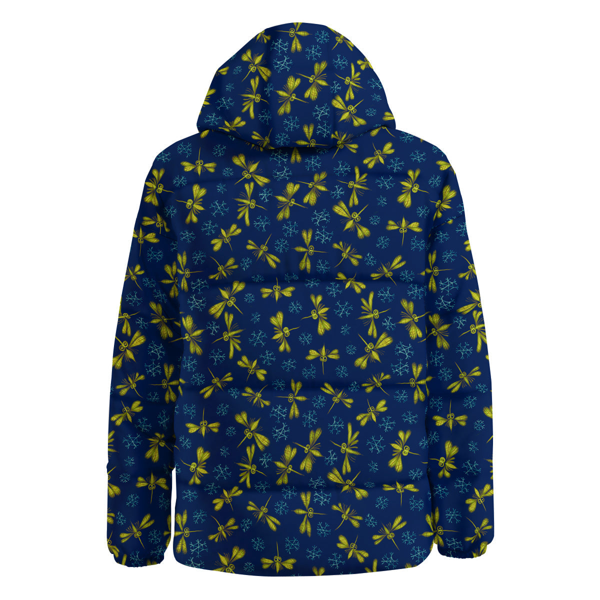 Blue And Yellow Mosquito Flying Print Pattern Down Jacket-grizzshop
