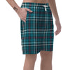 Blue Aqua Plaid Tartan Men's Shorts-grizzshop