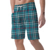 Blue Aqua Plaid Tartan Men's Shorts-grizzshop