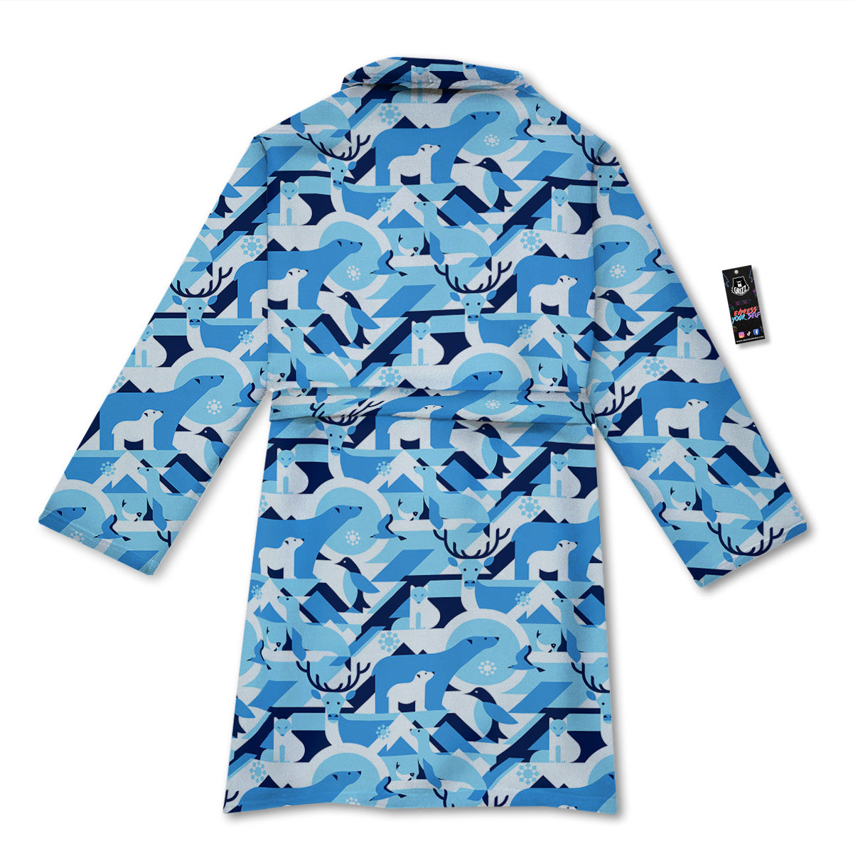 Blue Arctic Animals Print Pattern Bathrobe-grizzshop