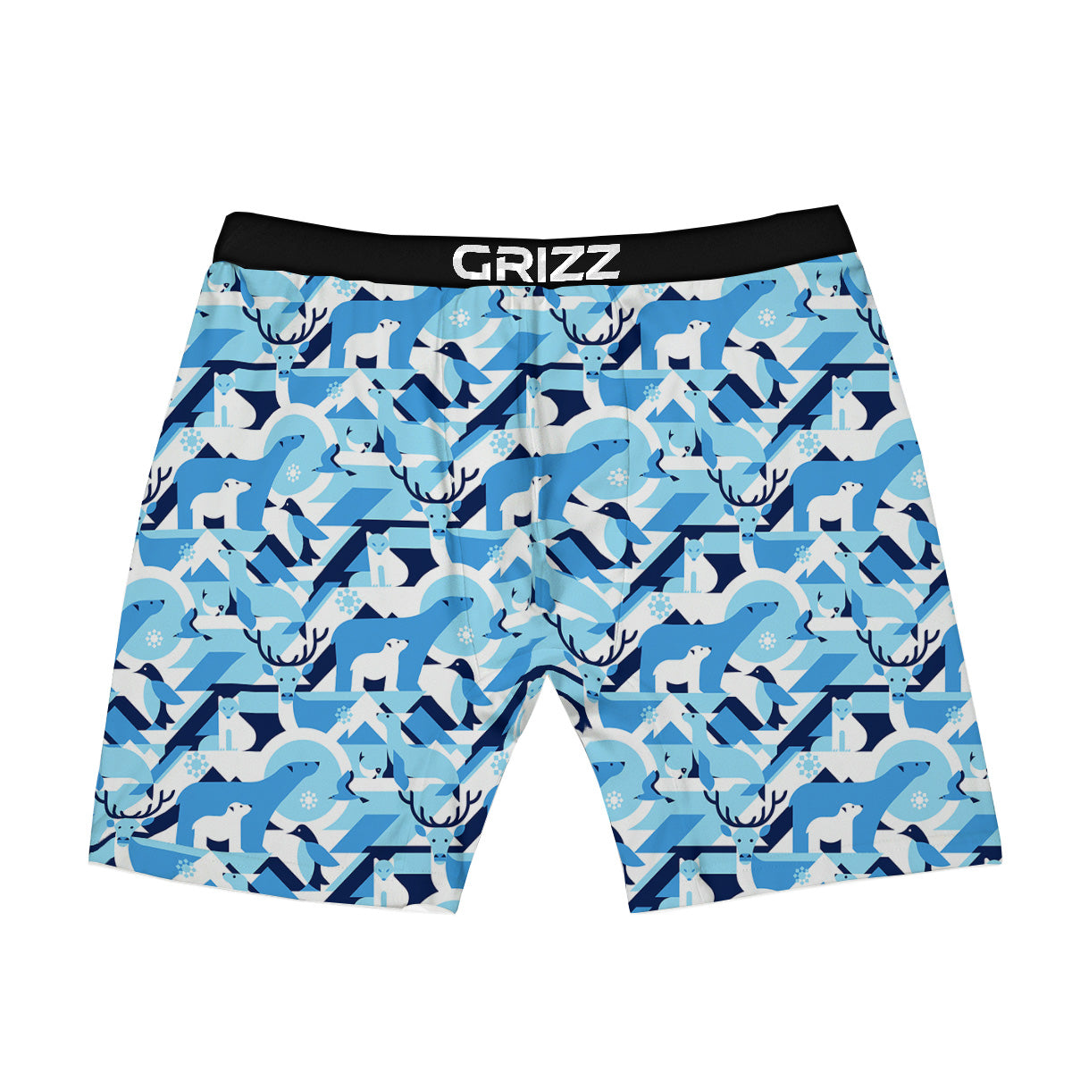 Blue Arctic Animals Print Pattern Boxer Briefs-grizzshop