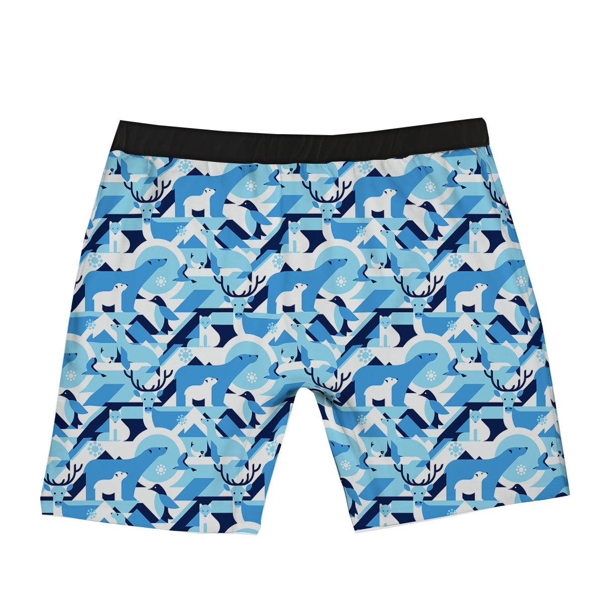 Blue Arctic Animals Print Pattern Boxer Briefs-grizzshop