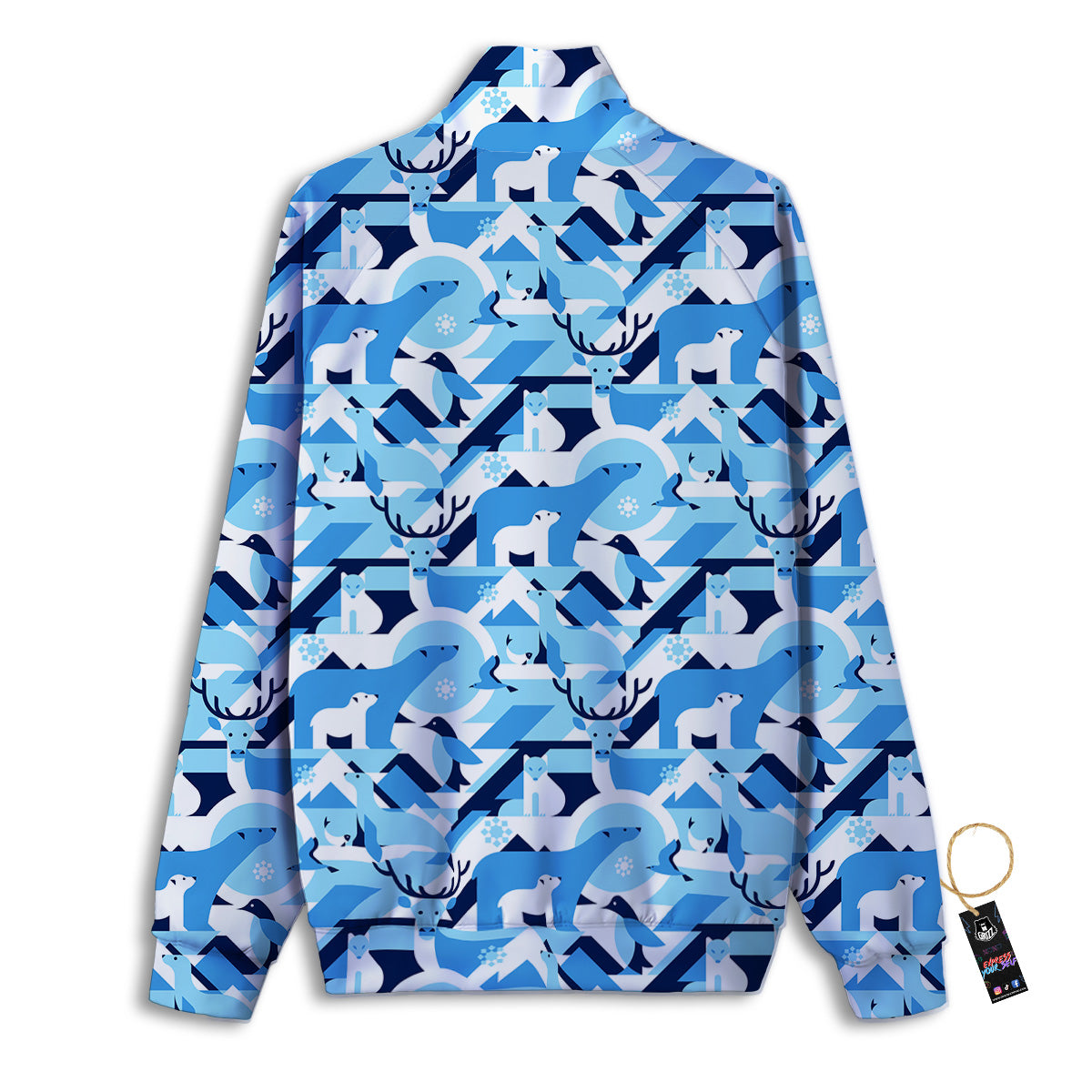 Blue Arctic Animals Print Pattern Track Jacket-grizzshop