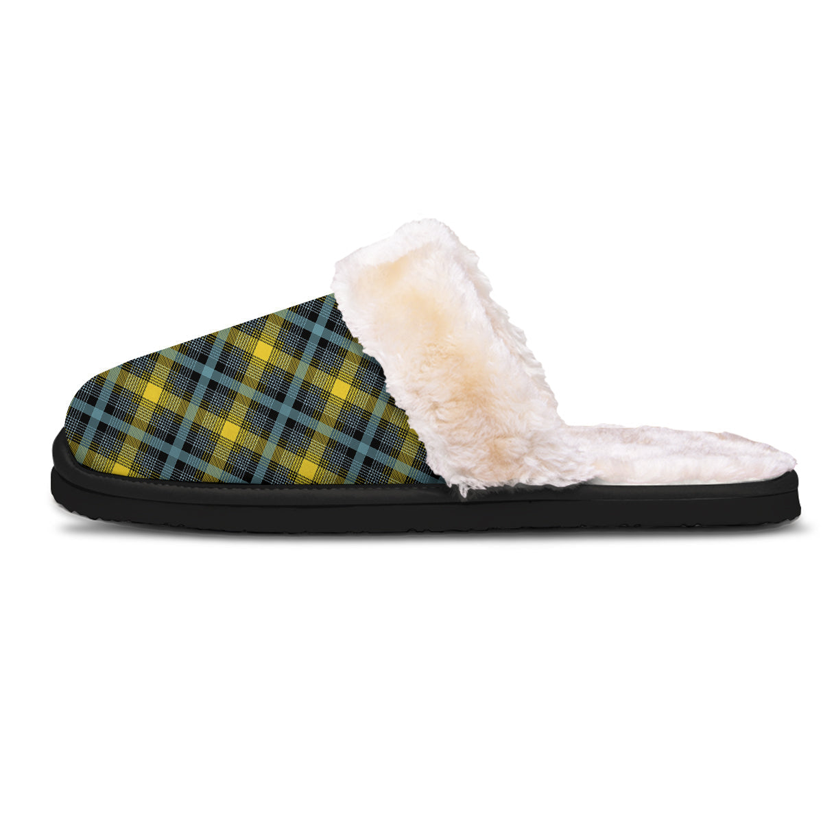 Blue Argyle And Black Yellow Print Pattern Slippers-grizzshop