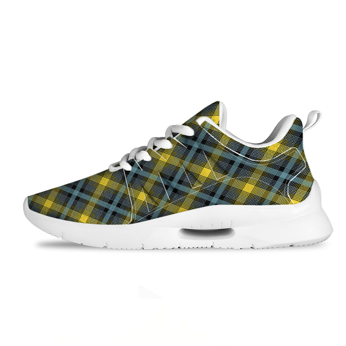 Blue Argyle And Black Yellow Print Pattern Tennis Shoes-grizzshop