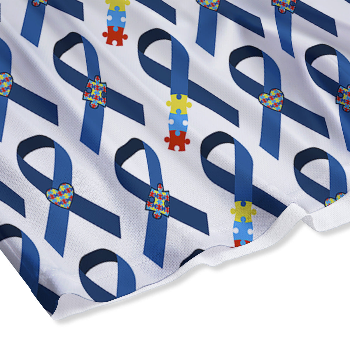 Blue Autism Awarenes Print Pattern Mesh Shorts-grizzshop