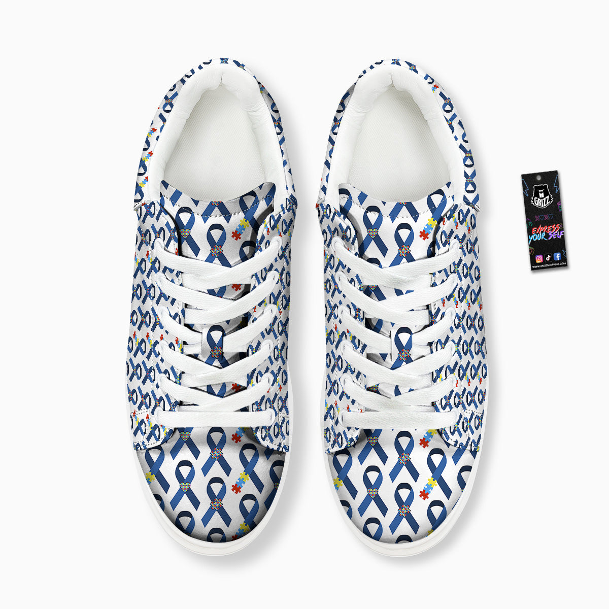 Blue Autism Awarenes Print Pattern Platform Shoes-grizzshop