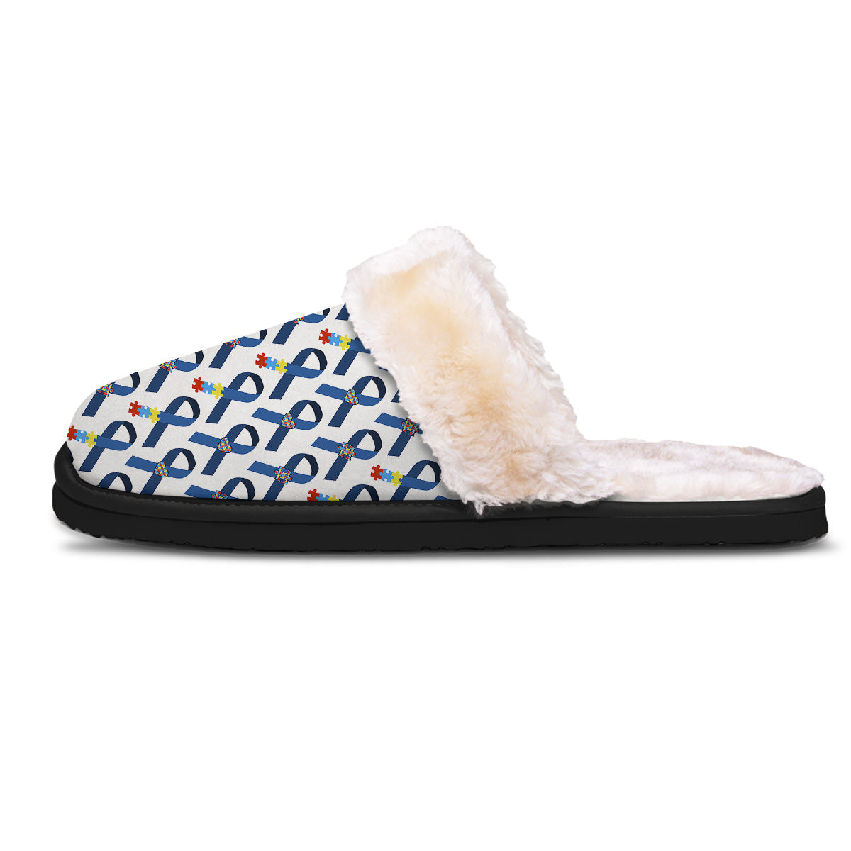 Blue Autism Awarenes Print Pattern Slippers-grizzshop