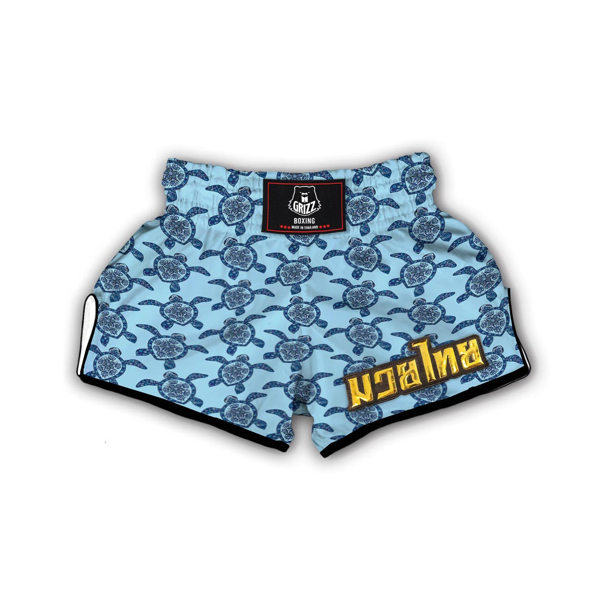 Blue Aztec Turtle Muay Thai Boxing Shorts-grizzshop