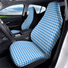 Blue Azure And White Gingham Print Car Seat Covers-grizzshop