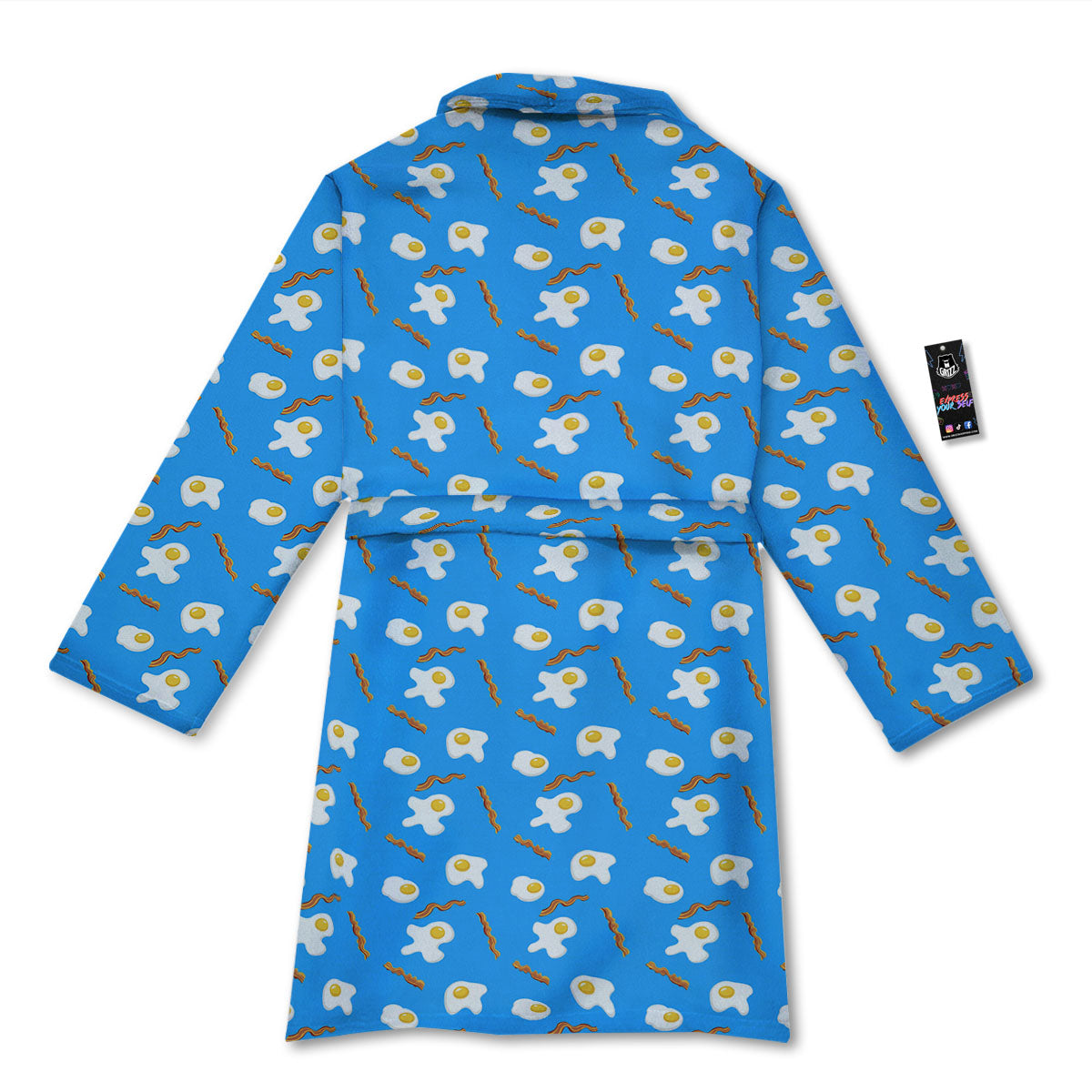 Blue Bacon And Fried Egg Print Pattern Bathrobe-grizzshop