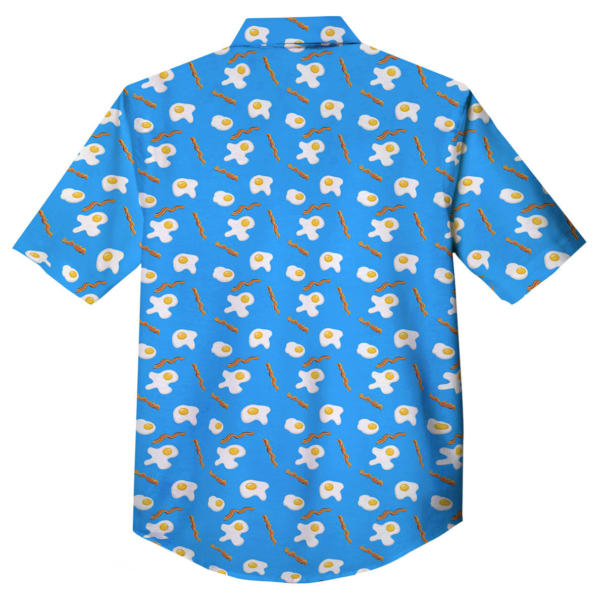 Blue Bacon And Fried Egg Print Pattern Button Up Shirt-grizzshop