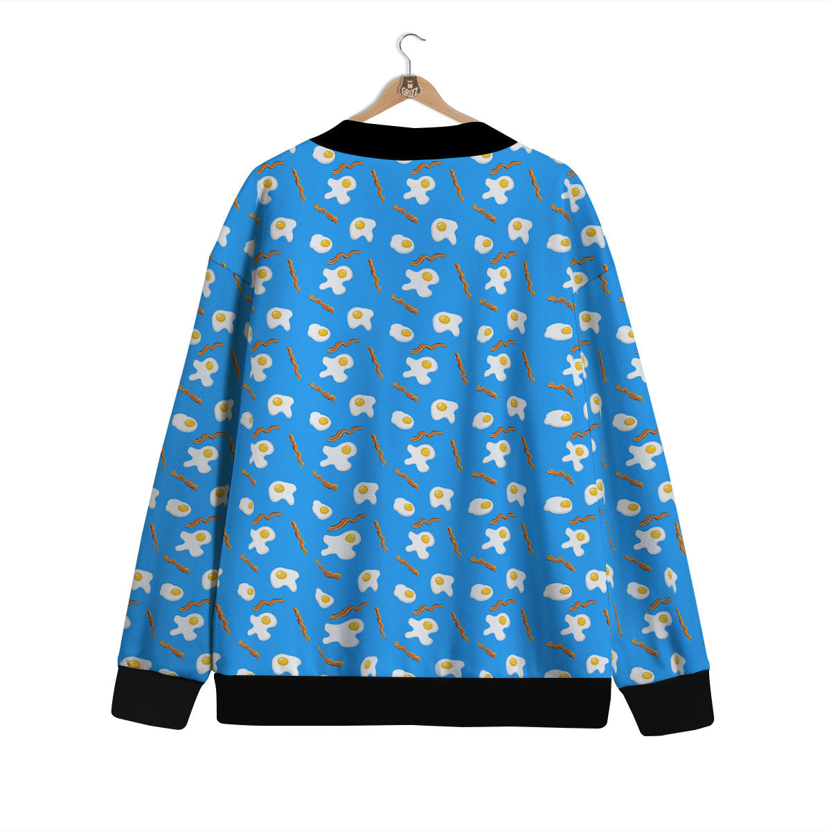 Blue Bacon And Fried Egg Print Pattern Cardigan-grizzshop