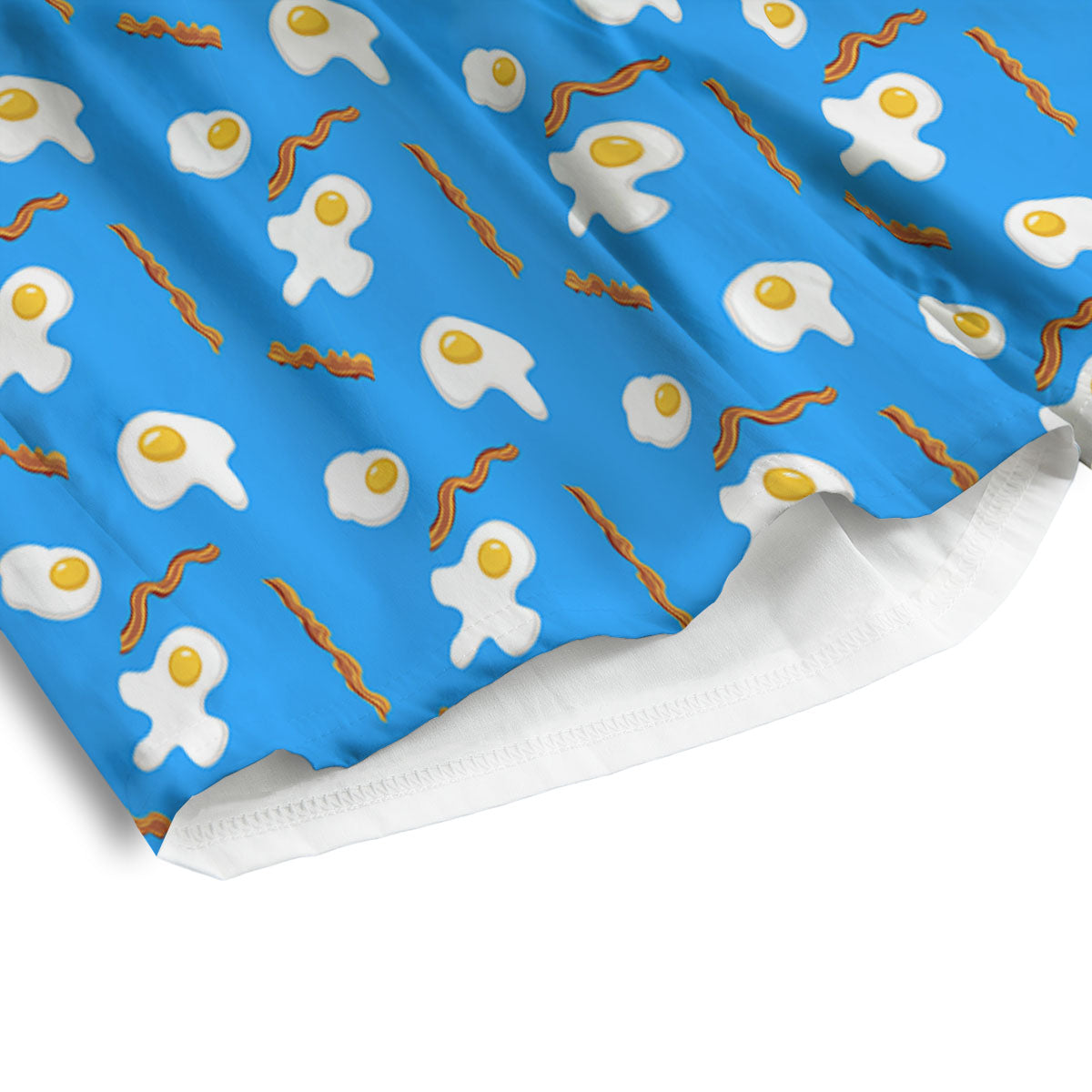 Blue Bacon And Fried Egg Print Pattern Men's Athletic Shorts