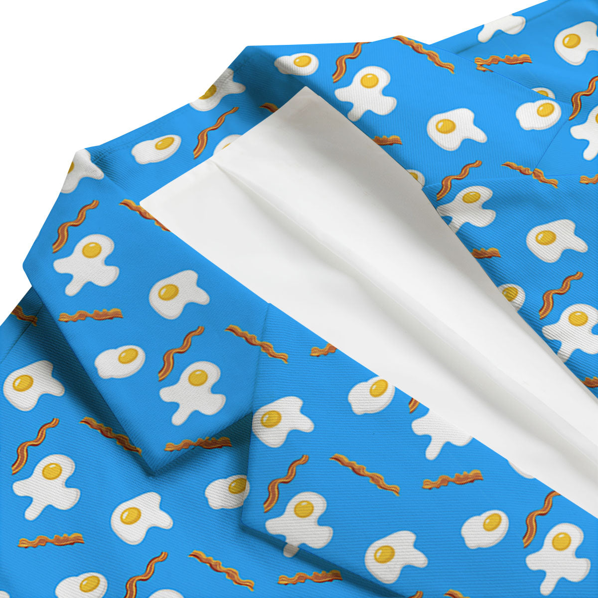 Blue Bacon And Fried Egg Print Pattern Men's Blazer-grizzshop