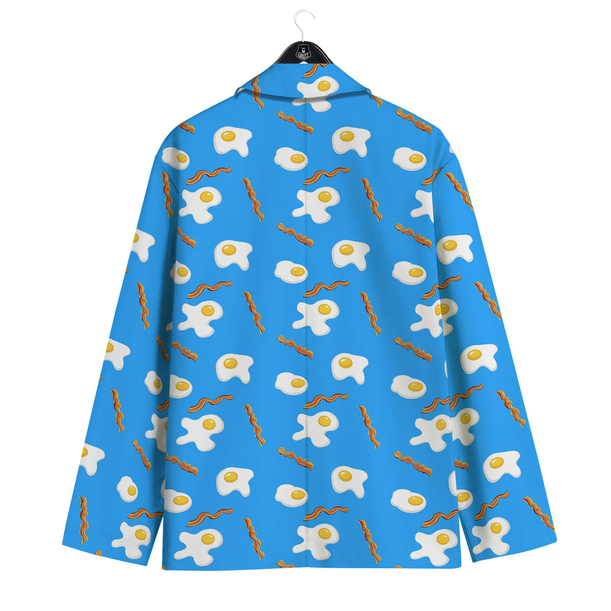 Blue Bacon And Fried Egg Print Pattern Men's Sport Coat-grizzshop