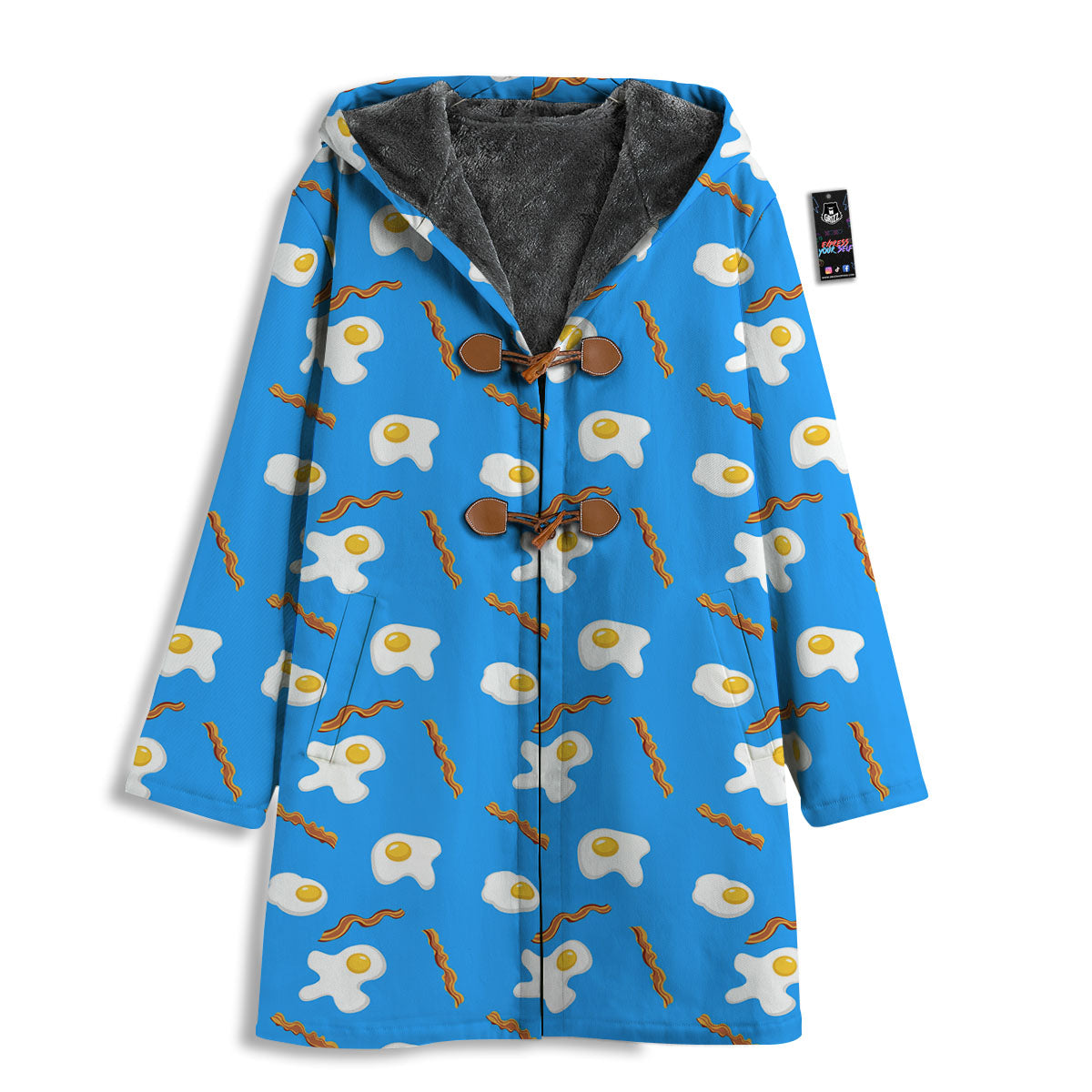Blue Bacon And Fried Egg Print Pattern Men's Windbreaker Jacket-grizzshop