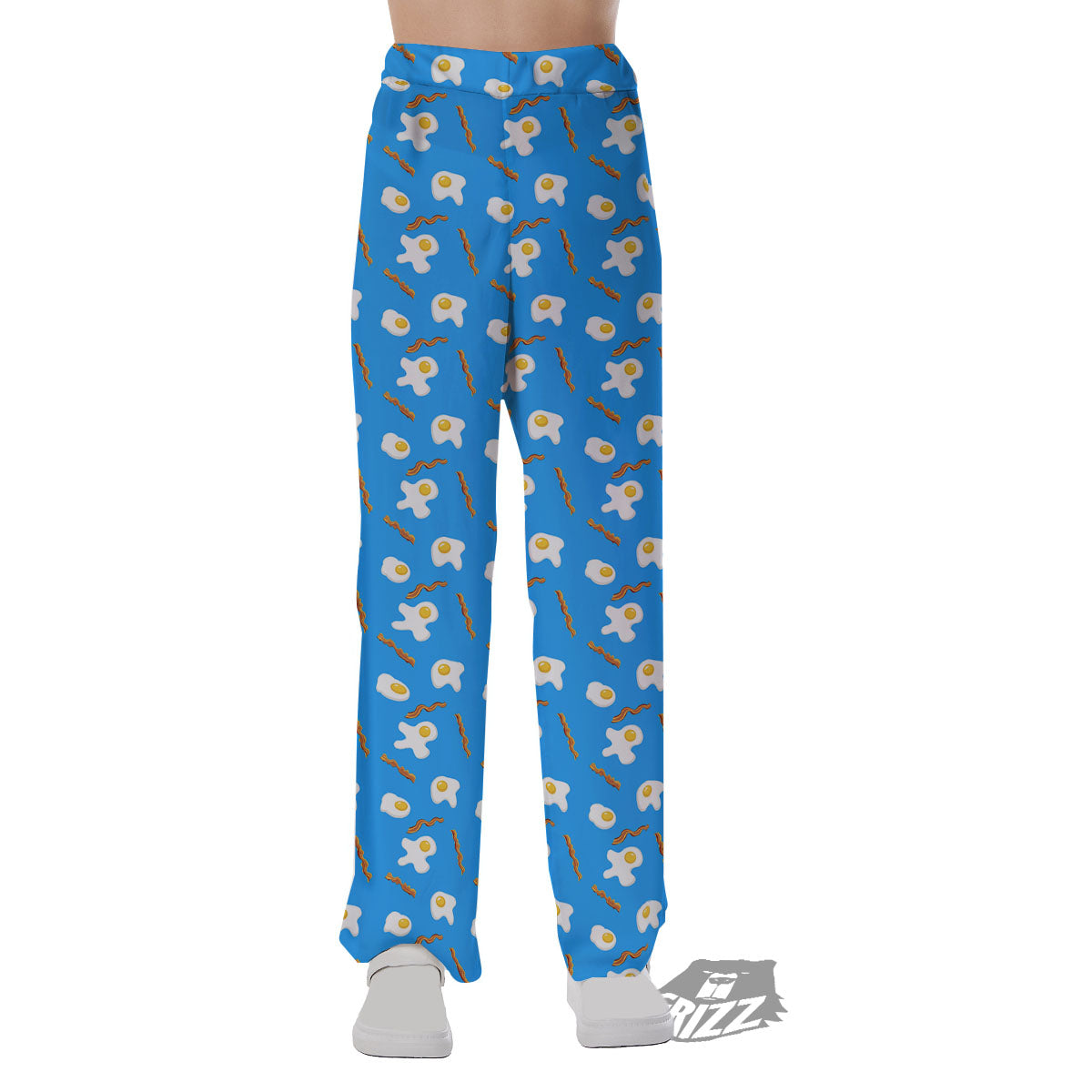 Blue Bacon And Fried Egg Print Pattern Pajama Pants-grizzshop