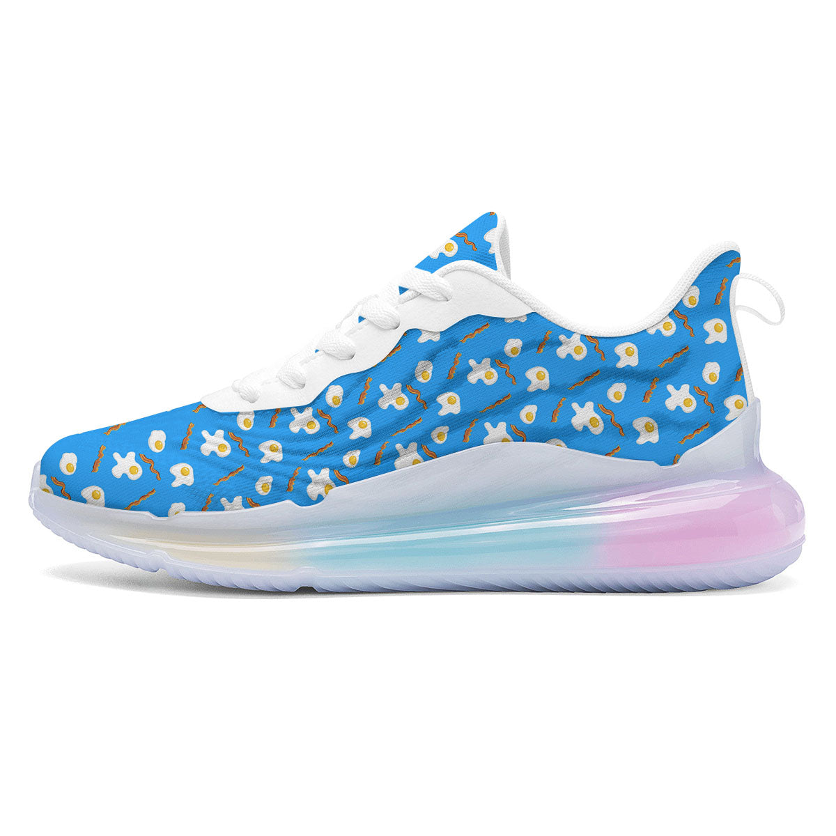 Blue Bacon And Fried Egg Print Pattern Running Sneakers-grizzshop