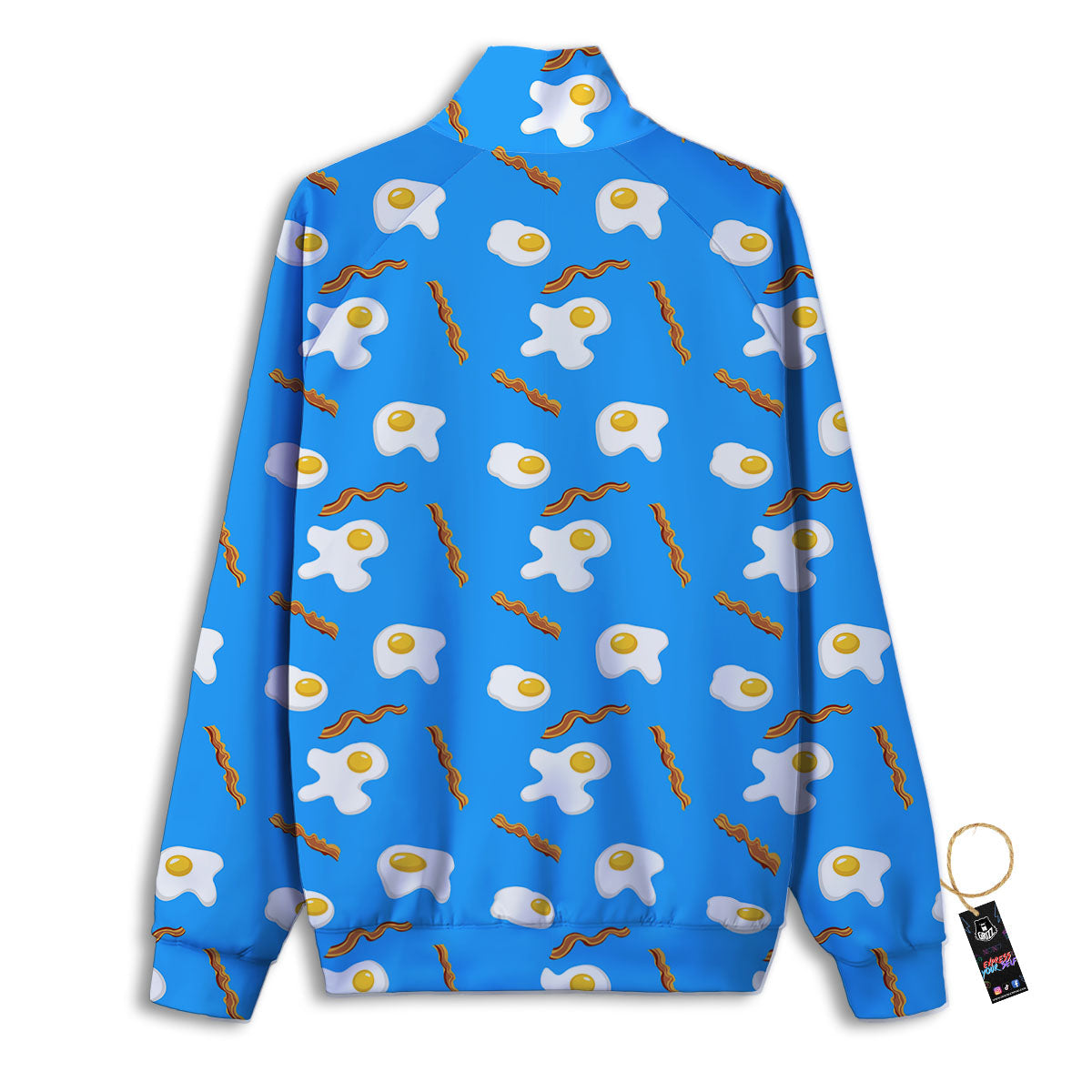 Blue Bacon And Fried Egg Print Pattern Track Jacket-grizzshop