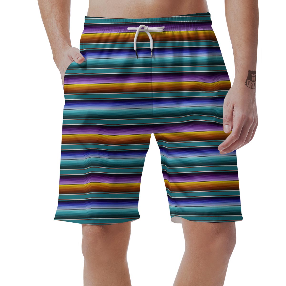 Blue Baja Serape Men's Shorts-grizzshop