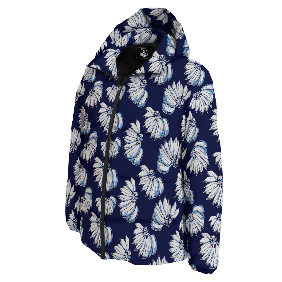 Blue Banana Retro Print Pattern Down Jacket-grizzshop