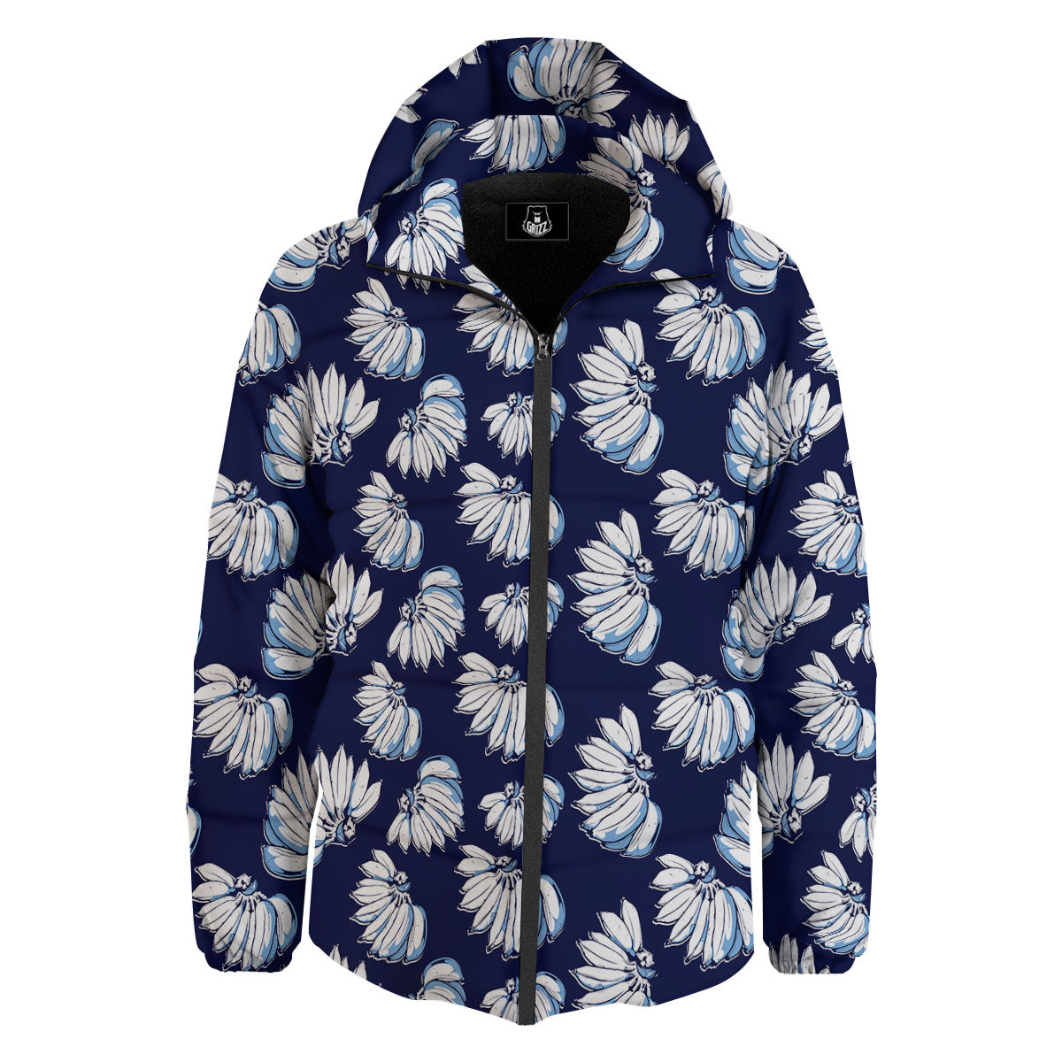 Blue Banana Retro Print Pattern Down Jacket-grizzshop