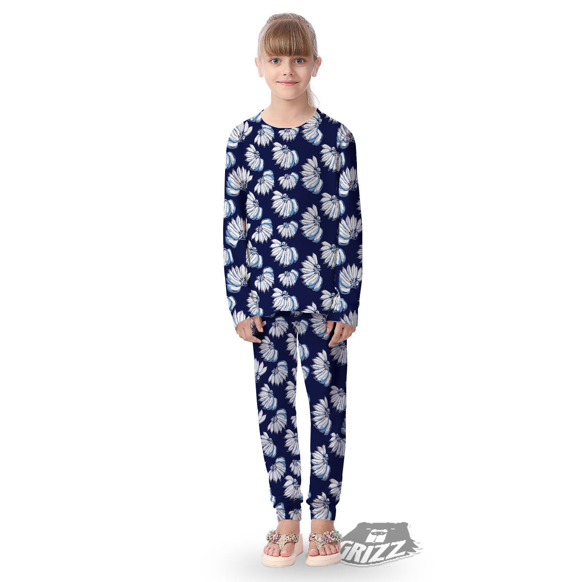 Blue Banana Retro Print Pattern Kid's Pajamas-grizzshop