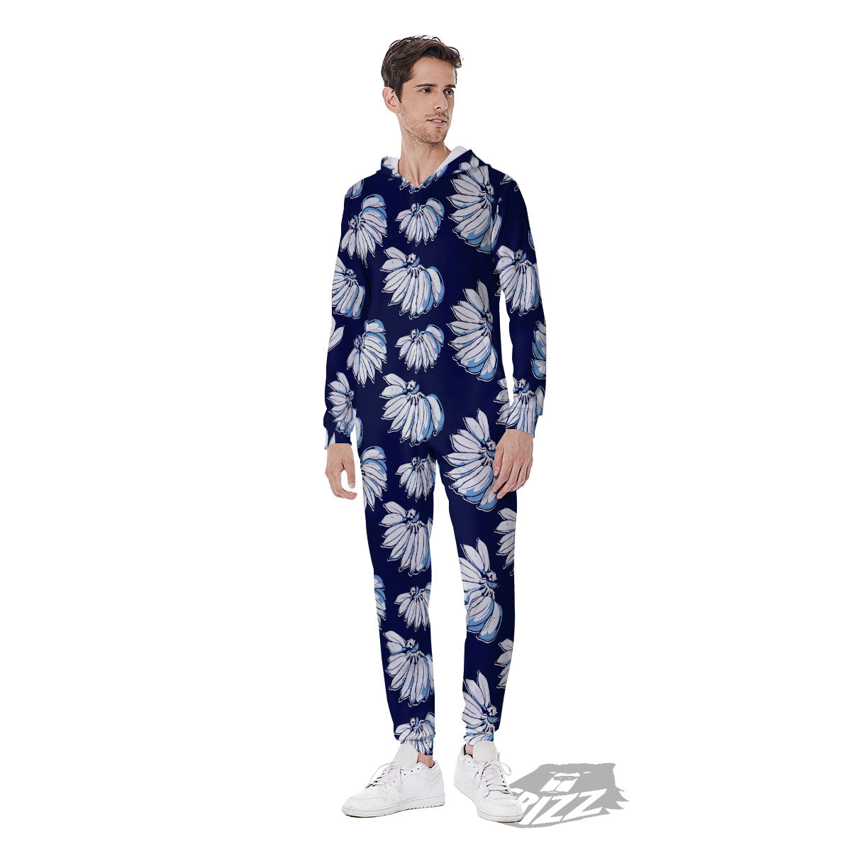 Blue Banana Retro Print Pattern Men's Jumpsuit-grizzshop