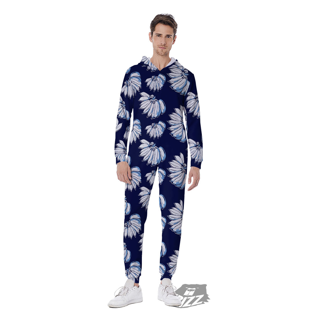 Blue Banana Retro Print Pattern Men's Jumpsuit-grizzshop