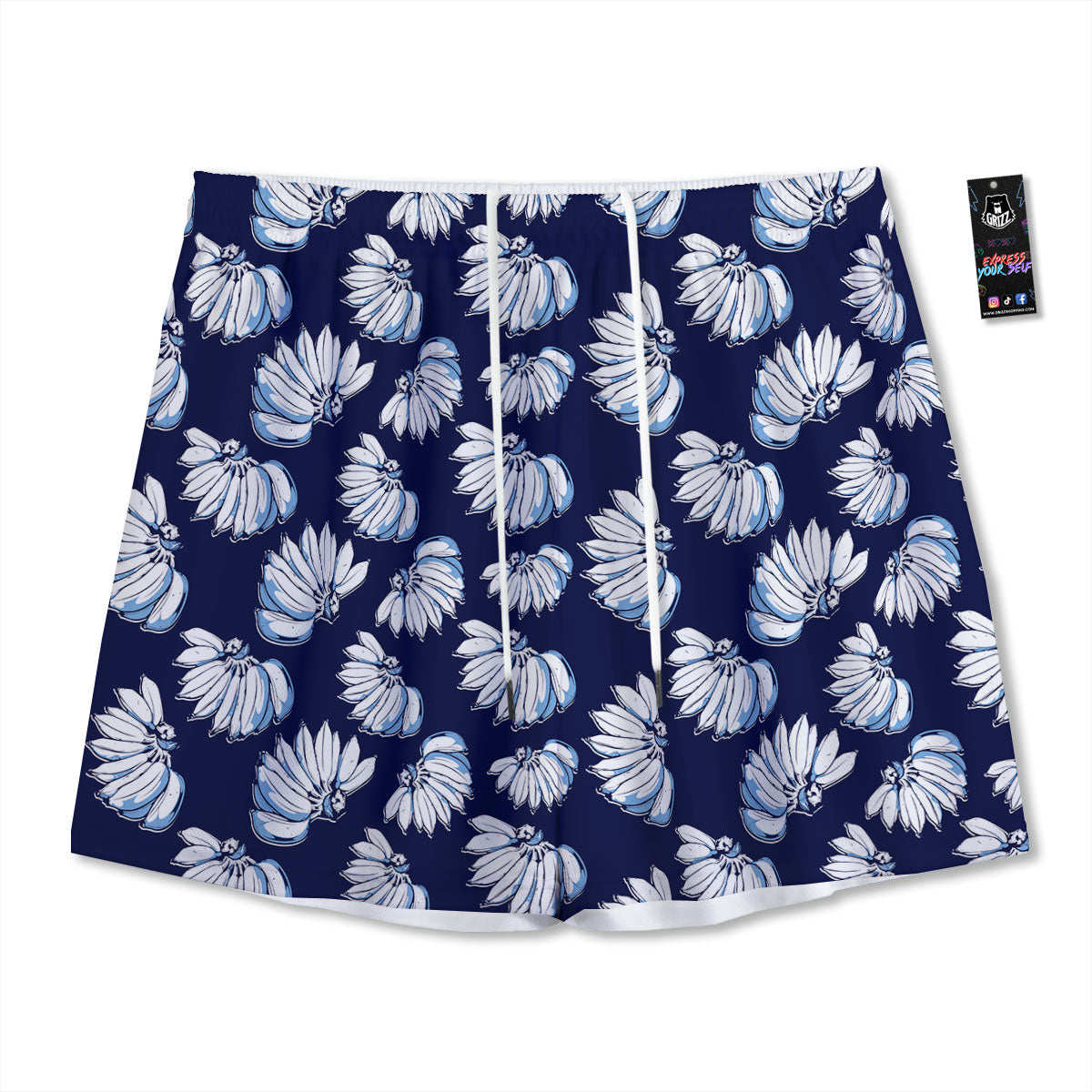 Blue Banana Retro Print Pattern Mesh Shorts