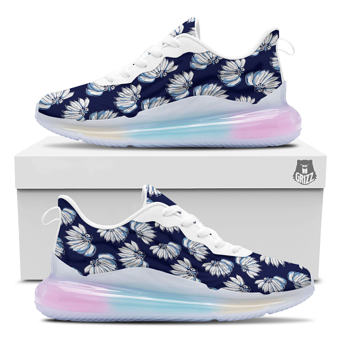 Blue Banana Retro Print Pattern Running Sneakers-grizzshop