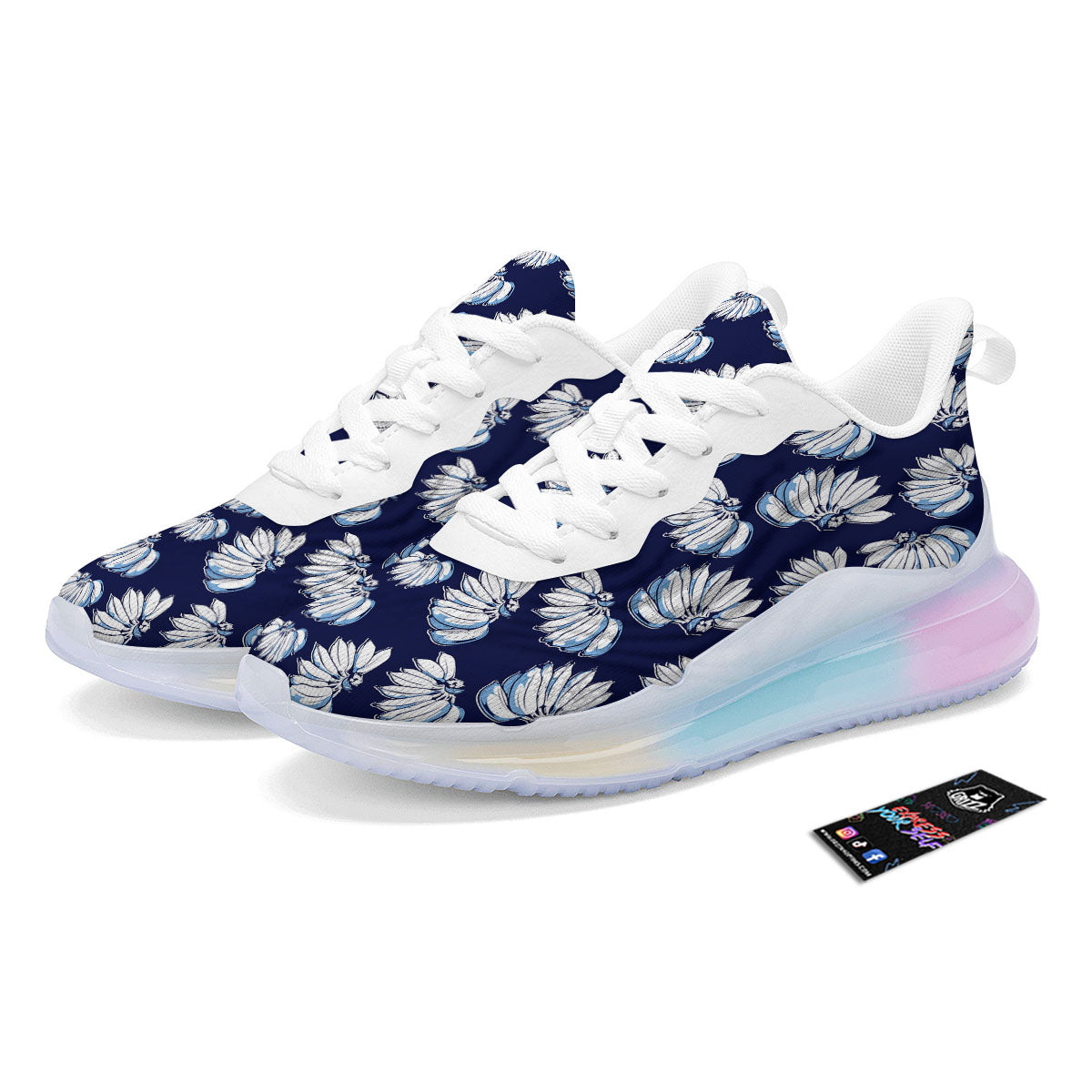 Blue Banana Retro Print Pattern Running Sneakers-grizzshop