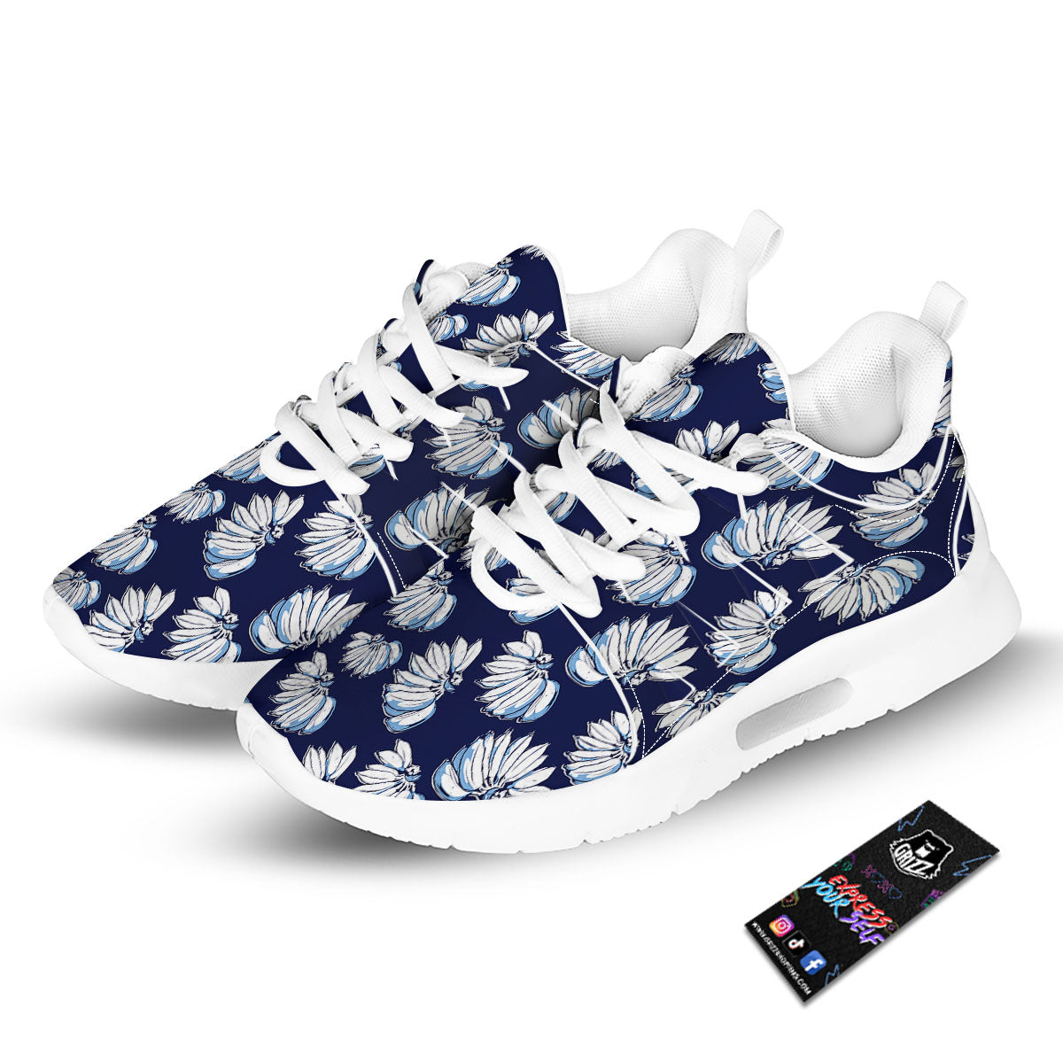 Blue Banana Retro Print Pattern Tennis Shoes-grizzshop