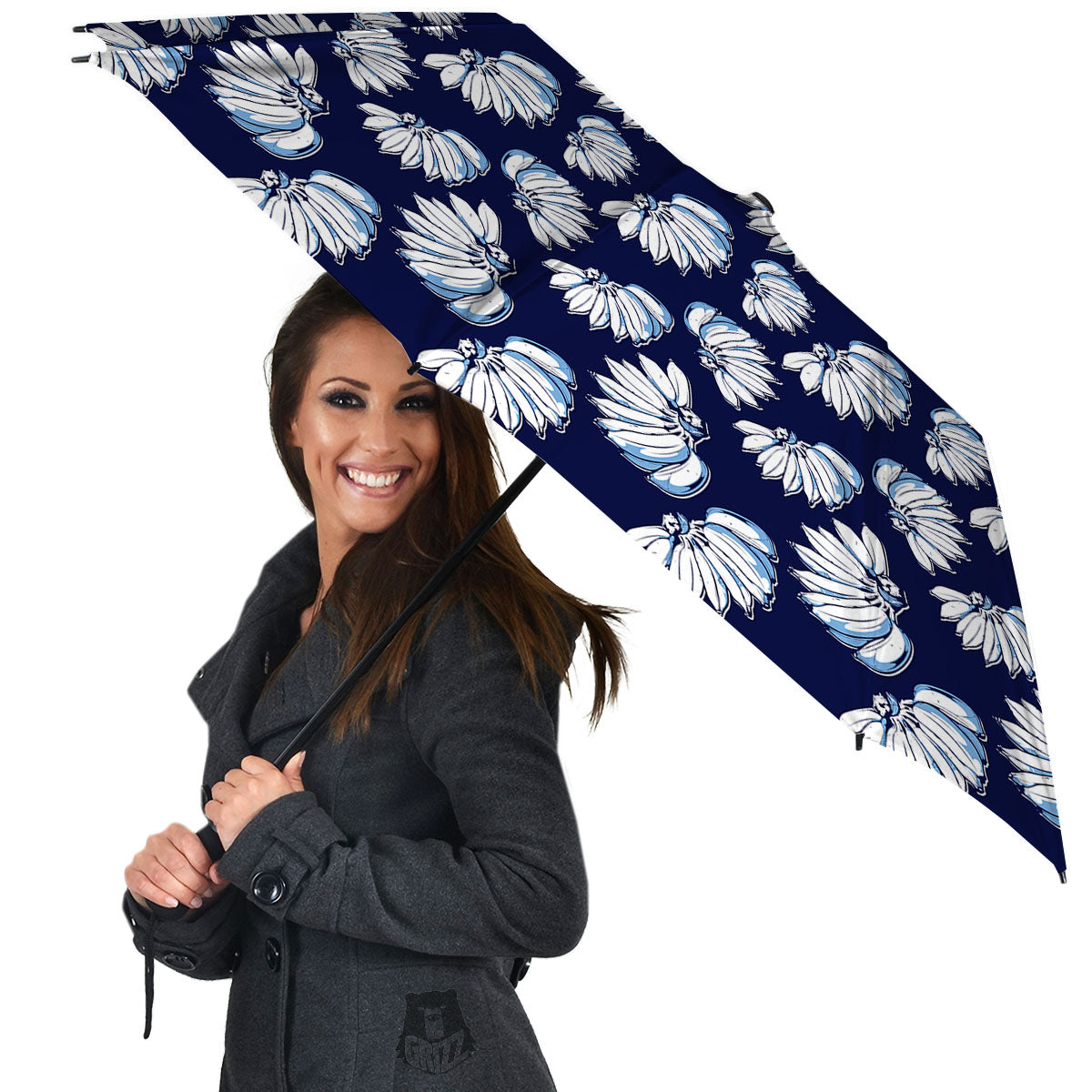 Blue Banana Retro Print Pattern Umbrella-grizzshop