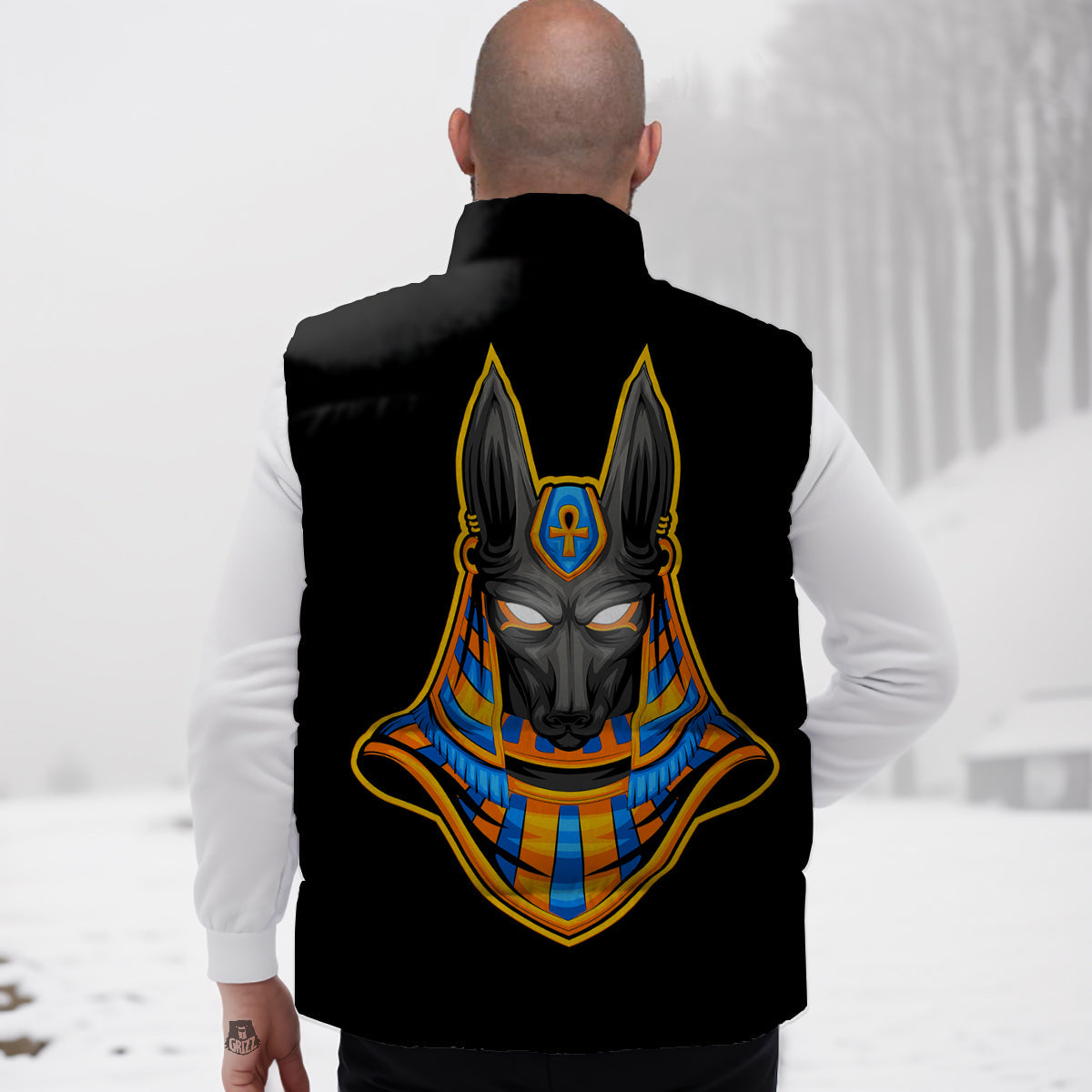 Blue Basketball Pattern Print Down Vest-grizzshop