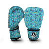 Blue Bigfoot Pattern Print Boxing Gloves-grizzshop