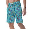 Blue Bigfoot Pattern Print Men's Shorts-grizzshop