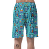 Blue Bigfoot Pattern Print Men's Shorts-grizzshop