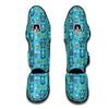 Blue Bigfoot Pattern Print Muay Thai Shin Guards-grizzshop