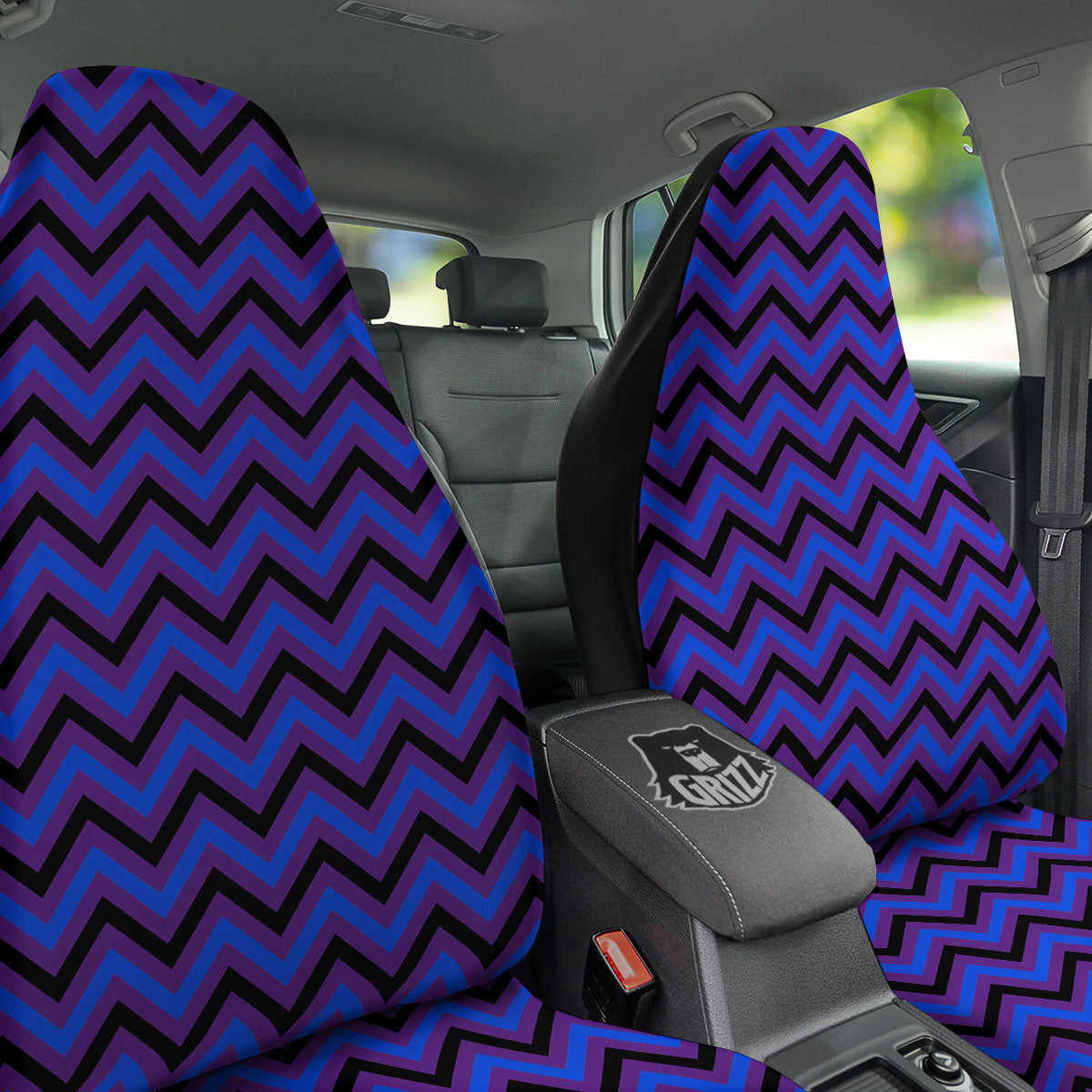 Blue Black And Purple Chevron Print Car Seat Covers-grizzshop