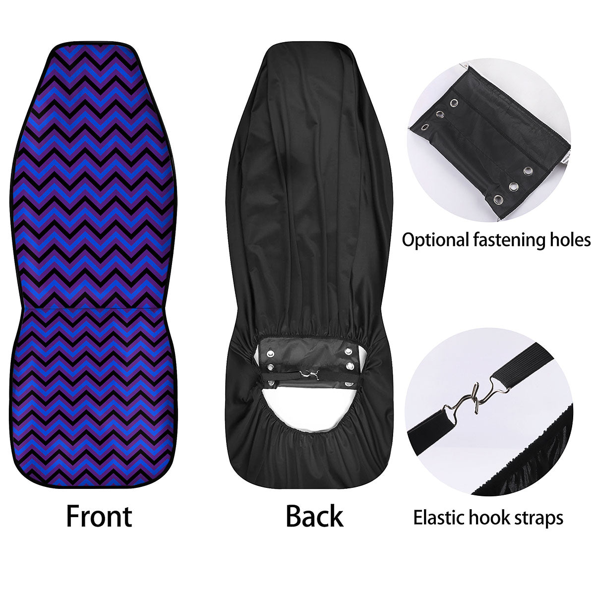 Blue Black And Purple Chevron Print Car Seat Covers-grizzshop