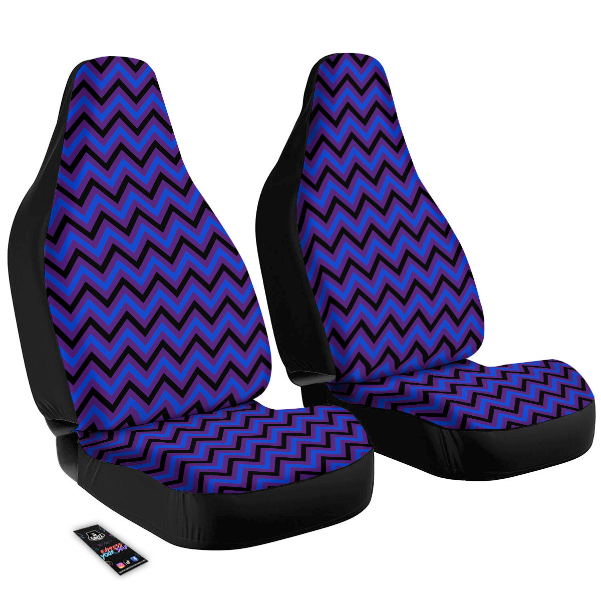 Blue Black And Purple Chevron Print Car Seat Covers-grizzshop