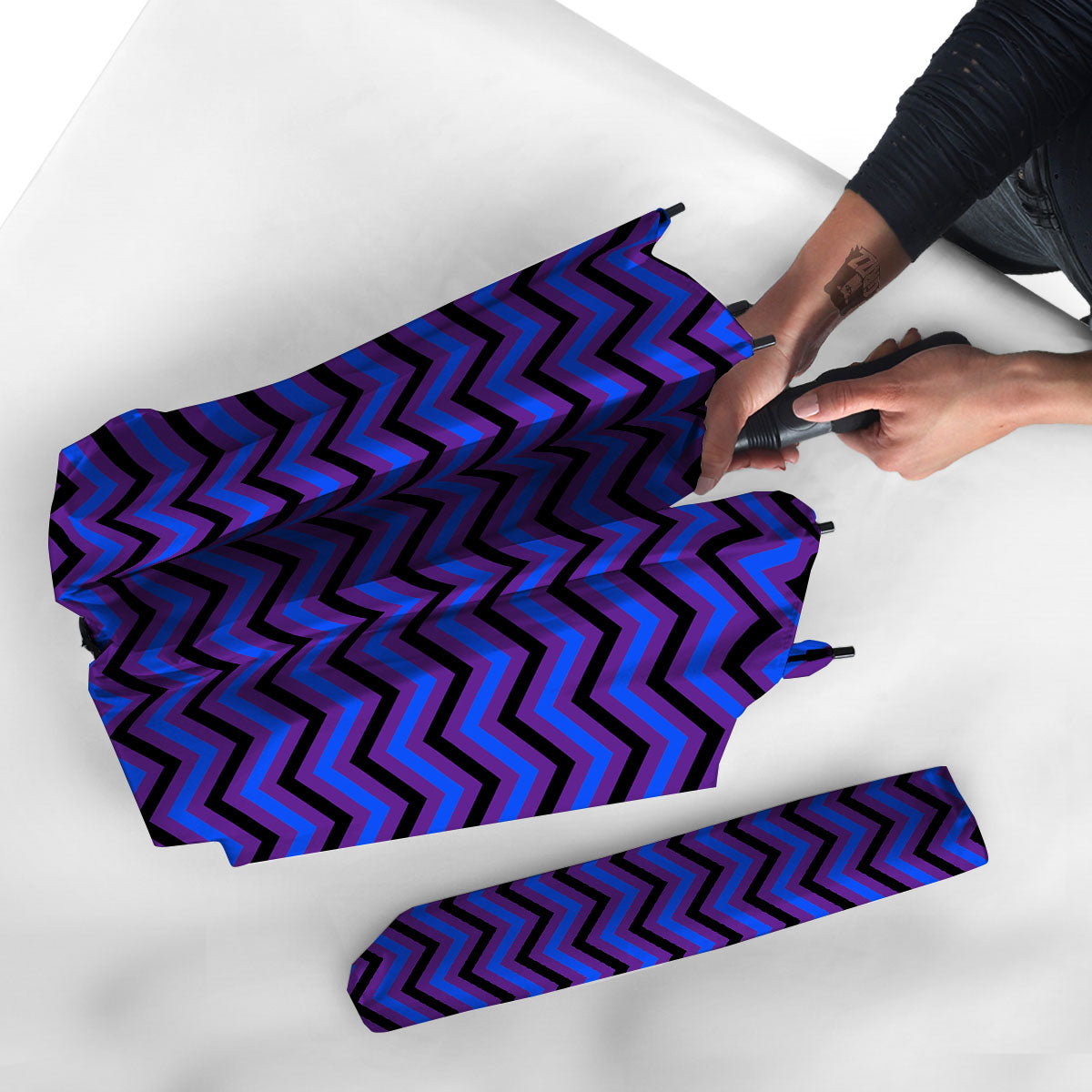 Blue Black And Purple Chevron Print Umbrella-grizzshop