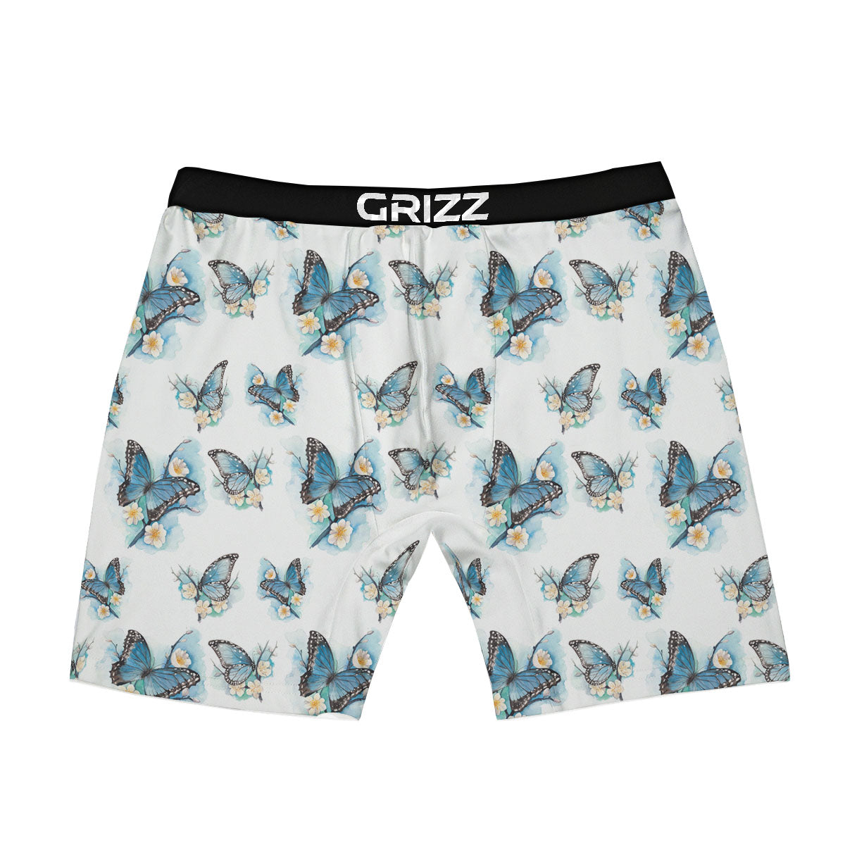 Blue Butterfly Blossom Print Pattern Boxer Briefs-grizzshop