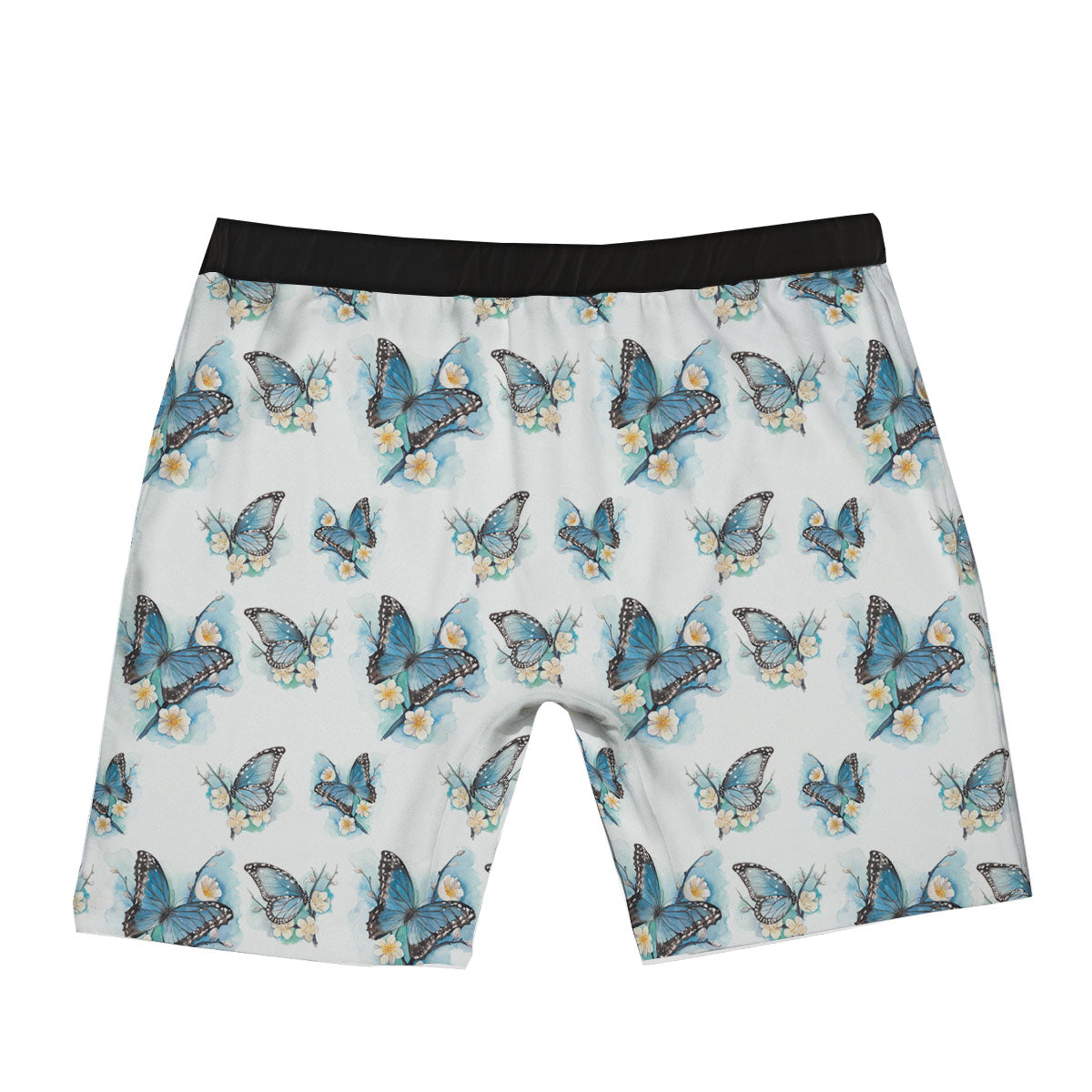 Blue Butterfly Blossom Print Pattern Boxer Briefs-grizzshop
