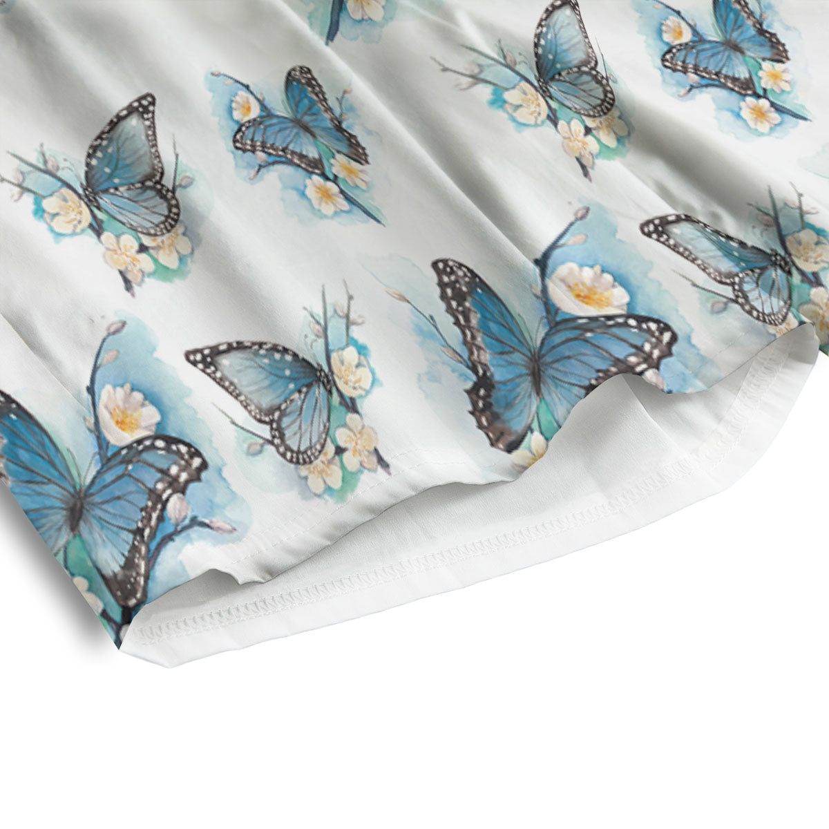 Blue Butterfly Blossom Print Pattern Men's Athletic Shorts